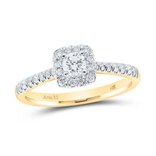  14k Yellow Gold Round Diamond Halo Bridal Wedding Engagement Ring 1/2 Cttw