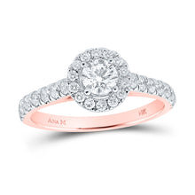  14k Rose Gold Round Diamond Halo Bridal Wedding Engagement Ring 1 Cttw