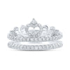 14k White Gold Womens Round Diamond Crown Wrap Enhancer Wedding Band 1/2 Cttw