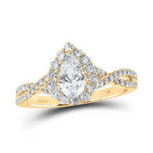  14k Yellow Gold Pear Diamond Halo Bridal Wedding Engagement Ring 1 Cttw