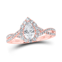  14k Rose Gold Pear Diamond Halo Bridal Wedding Engagement Ring 1 Cttw