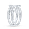 14k White Gold Womens Round Diamond Wrap Enhancer Wedding Band 3/8 Cttw