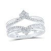 14k White Gold Womens Round Diamond Wrap Enhancer Wedding Band 3/8 Cttw