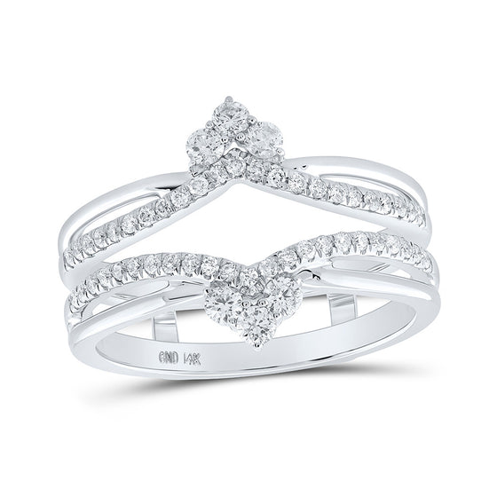 14k White Gold Womens Round Diamond Wrap Enhancer Wedding Band 3/8 Cttw