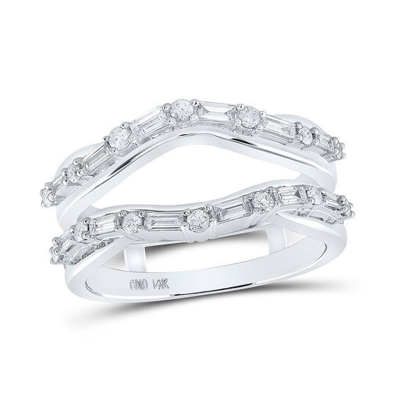 14k White Gold Womens Round Diamond Wrap Enhancer Wedding Band 1/2 Cttw
