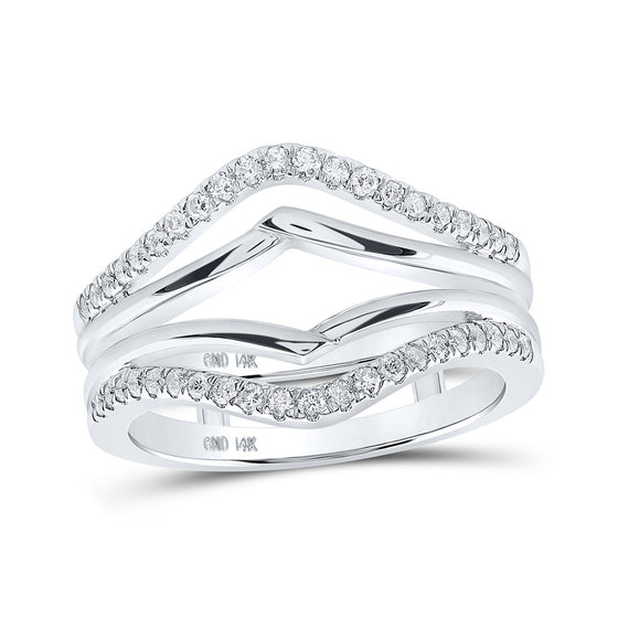 14k White Gold Womens Round Diamond Wrap Enhancer Wedding Band 1/3 Cttw