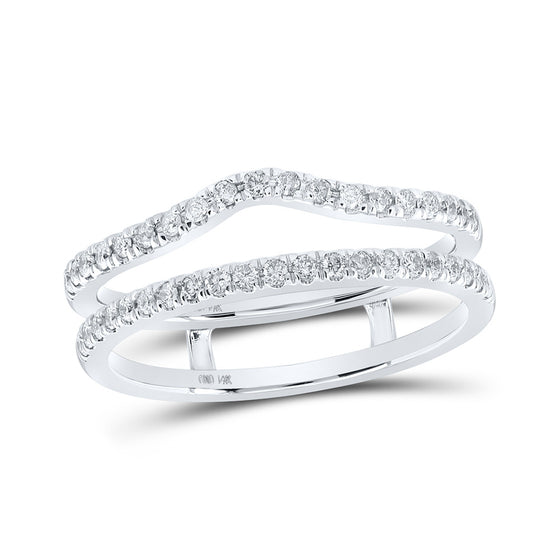 14k White Gold Womens Round Diamond Wrap Enhancer Wedding Band 1/3 Cttw