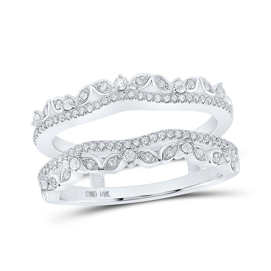 14k White Gold Womens Round Diamond Wrap Enhancer Wedding Band 1/3 Cttw