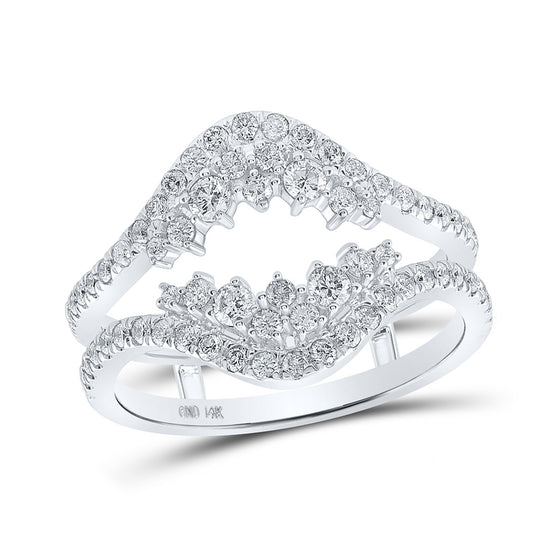 14k White Gold Womens Round Diamond Wrap Enhancer Wedding Band 3/4 Cttw