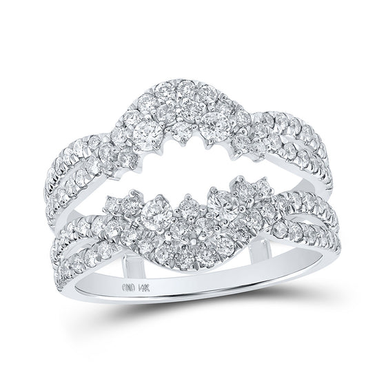 14k White Gold Womens Round Diamond Wrap Enhancer Wedding Band 1 Cttw