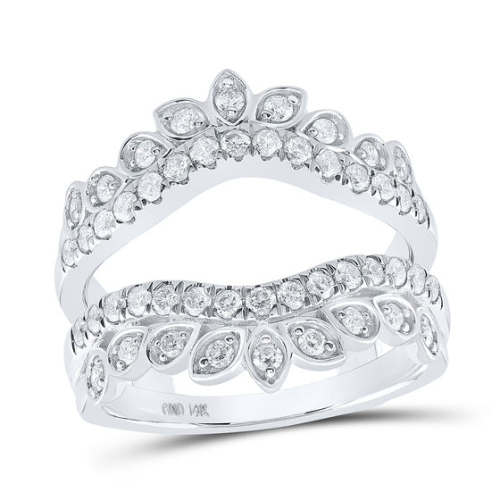 14k White Gold Womens Round Diamond Wrap Enhancer Wedding Band 3/4 Cttw