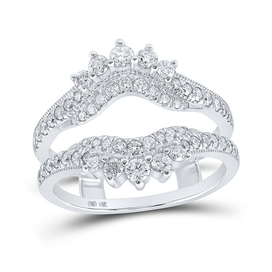 14k White Gold Womens Round Diamond Wrap Enhancer Wedding Band 3/4 Cttw