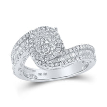  10k White Gold Round Diamond Cluster Bridal Wedding Engagement Ring 1 Cttw