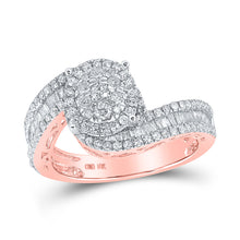  10k Rose Gold Round Diamond Cluster Bridal Wedding Engagement Ring 1 Cttw