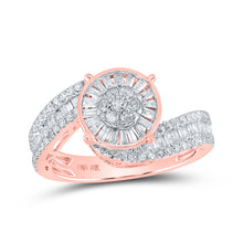  10k Rose Gold Round Diamond Cluster Bridal Wedding Engagement Ring 1-1/4 Cttw
