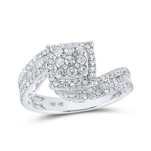  10k White Gold Round Diamond Square Bridal Wedding Engagement Ring 1-1/4 Cttw