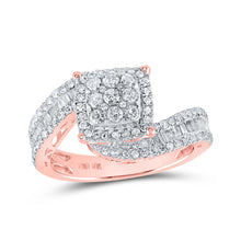  10k Rose Gold Round Diamond Square Bridal Wedding Engagement Ring 1-1/4 Cttw
