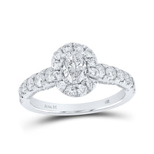  14k White Gold Oval Diamond Halo Bridal Wedding Engagement Ring 1-1/2 Cttw