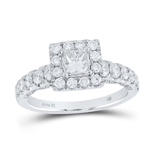  14k White Gold Princess Diamond Halo Bridal Wedding Engagement Ring 1-1/2 Cttw