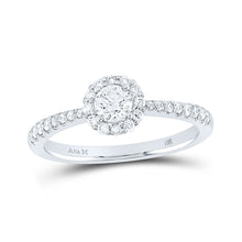  14k White Gold Round Diamond Halo Bridal Wedding Engagement Ring 1/2 Cttw