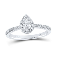 14k White Gold Pear Diamond Halo Bridal Wedding Engagement Ring 5/8 Cttw