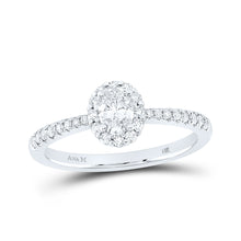  14k White Gold Oval Diamond Halo Bridal Wedding Engagement Ring 1/2 Cttw