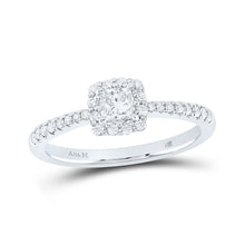  14k White Gold Princess Diamond Square Halo Bridal Wedding Engagement Ring 1/2 Cttw