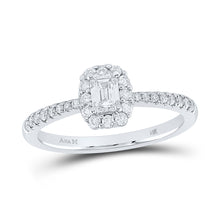  14k White Gold Emerald Diamond Halo Bridal Wedding Engagement Ring 5/8 Cttw