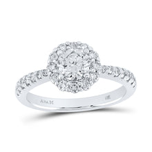  14k White Gold Round Diamond Halo Bridal Wedding Engagement Ring 7/8 Cttw