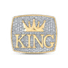 10k Yellow Gold Mens Round Diamond KING Crown Ring 10-1/2 Cttw