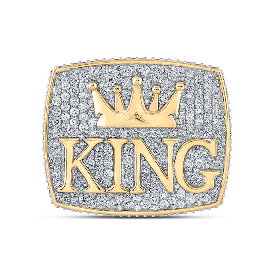 10k Yellow Gold Mens Round Diamond KING Crown Ring 10-1/2 Cttw