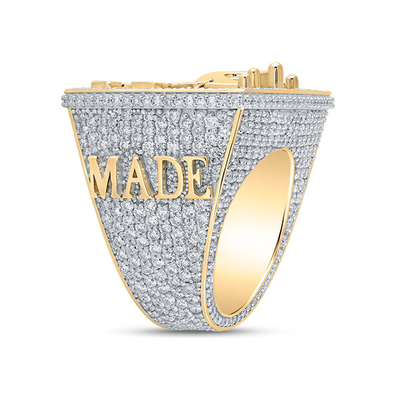 10k Yellow Gold Mens Round Diamond KING Crown Ring 10-1/2 Cttw
