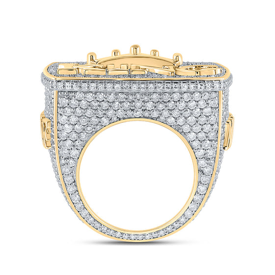 10k Yellow Gold Mens Round Diamond KING Crown Ring 10-1/2 Cttw