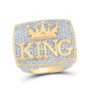 10k Yellow Gold Mens Round Diamond KING Crown Ring 10-1/2 Cttw