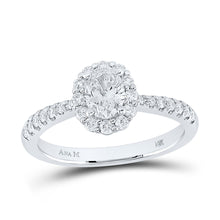  14k White Gold Oval Diamond Halo Bridal Wedding Engagement Ring 7/8 Cttw