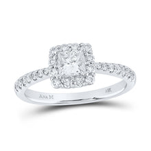  14k White Gold Princess Diamond Square Halo Bridal Wedding Engagement Ring 7/8 Cttw
