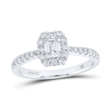  14k White Gold Emerald Diamond Halo Bridal Wedding Engagement Ring 7/8 Cttw
