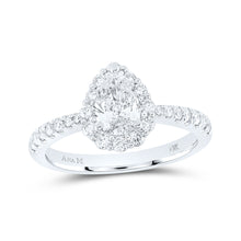  14k White Gold Pear Diamond Halo Bridal Wedding Engagement Ring 1-1/5 Cttw