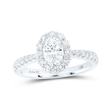  14k White Gold Oval Diamond Halo Bridal Wedding Engagement Ring 1-1/4 Cttw