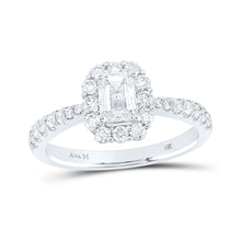  14k White Gold Emerald Diamond Halo Bridal Wedding Engagement Ring 1-1/4 Cttw