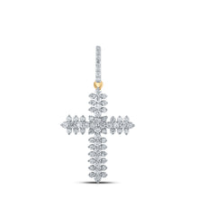  10k Yellow Gold Womens Round Diamond Cross Pendant 3/4 Cttw