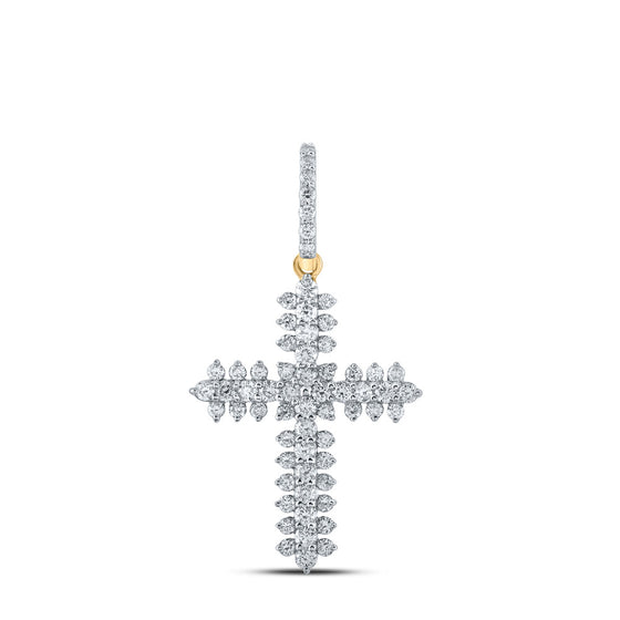 10k Yellow Gold Womens Round Diamond Cross Pendant 3/4 Cttw