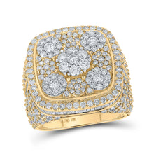  10k Yellow Gold Mens Baguette Diamond Square Flower Cluster Ring 5-1/4 Cttw