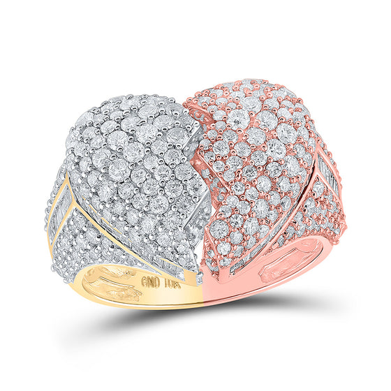 10k Tri-Tone Gold Mens Round Diamond Broken Heart Ring 4-1/4 Cttw