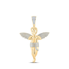  10k Yellow Gold Mens Round Diamond Angel Charm Pendant 4-1/4 Cttw