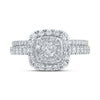 14k Yellow Gold Round Diamond Halo Bridal Wedding Ring Band Set 1 Cttw