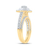 14k Yellow Gold Round Diamond Halo Bridal Wedding Ring Band Set 1 Cttw
