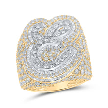  10k Two-tone Gold Mens Baguette Diamond E Initial Letter Ring 7-5/8 Cttw