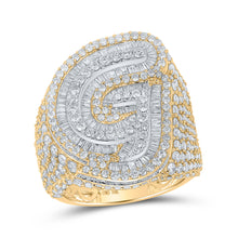  10k Two-tone Gold Mens Baguette Diamond G Initial Letter Ring 6-3/4 Cttw