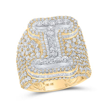  10k Two-tone Gold Mens Baguette Diamond I Initial Letter Ring 7-3/4 Cttw